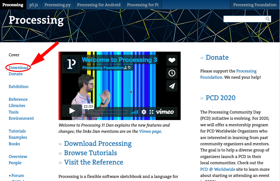 Processing.org のトップページ